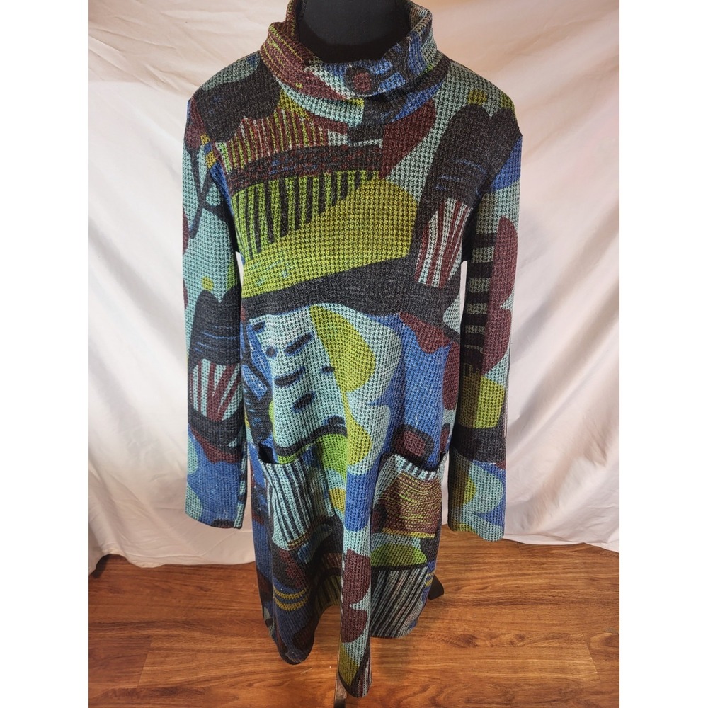 Pure Essence Urbanology Cowl Neck Art To Wear Size M Midi Dress